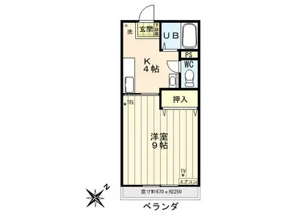 ハイツソリティアIII(1K/1階)の間取り写真