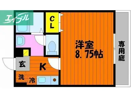 フォーシーズン冬(1K/2階)の間取り写真