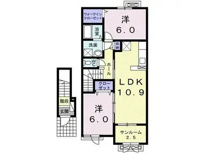 ミューク A(2LDK/2階)の間取り写真