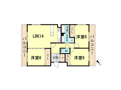 グリーンレジデンス須磨(3LDK/2階)の間取り写真