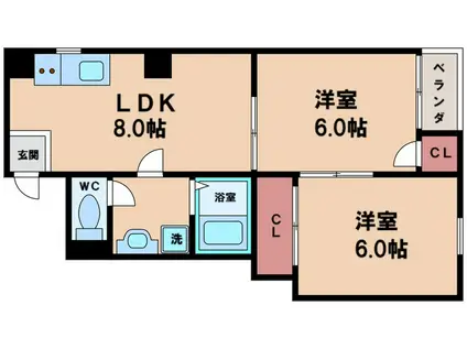 ルミナス21山之内(2LDK/3階)の間取り写真