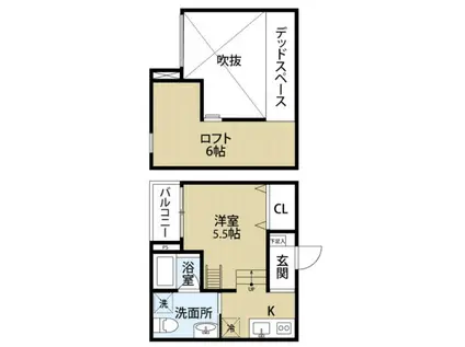 デュナメス深井(1K/1階)の間取り写真