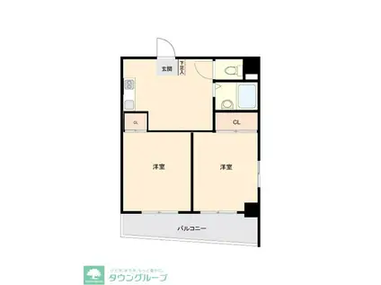 シオンコート平和島(2DK/2階)の間取り写真