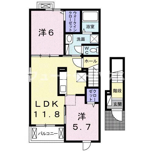 コンフォール B(2LDK/2階)の間取り写真