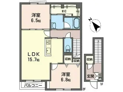 SHM アウローラ(2LDK/2階)の間取り写真