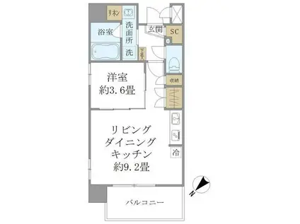 ステラコート川崎(1LDK/3階)の間取り写真