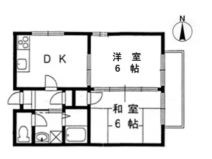 ル・トワァ・ヴェール豊栄B棟(2DK/3階)の間取り写真