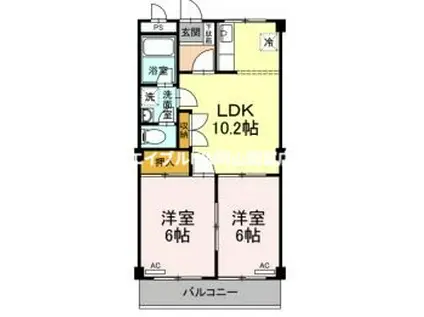 クレヴァー(2LDK/2階)の間取り写真