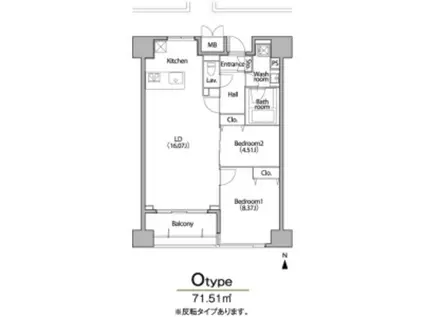 グラン・アベニュー栄(2LDK/12階)の間取り写真