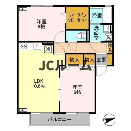 フィルコート新町参番館(2LDK/1階)の間取り写真