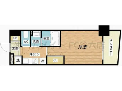 LUXE今里II(1K/8階)の間取り写真