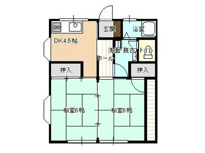 尾山ハイツ(2DK/2階)の間取り写真