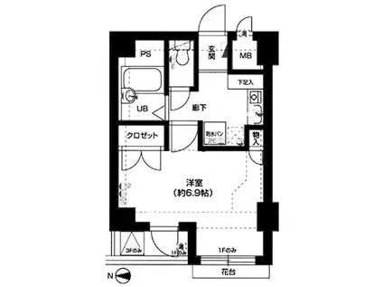 メインステージ江戸川橋II(1K/2階)の間取り写真