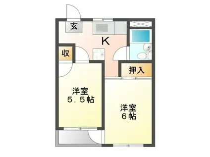 ハイコーポ谷野(2K/2階)の間取り写真