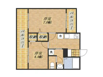 アミスタ(2K/2階)の間取り写真