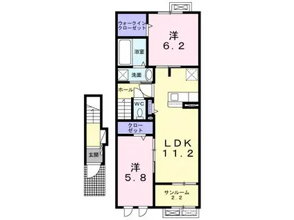 グランドハウス佐久I(2LDK/2階)の間取り写真