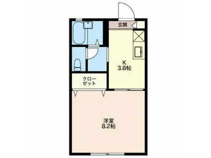 ロイヤルスクエアE(1K/2階)の間取り写真