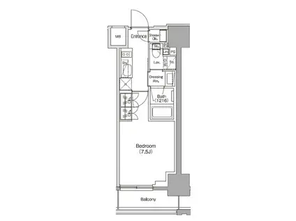 ザ・パークハビオ新御徒町(1K/2階)の間取り写真