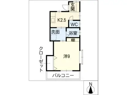 フレンドリー羽博園(1K/2階)の間取り写真