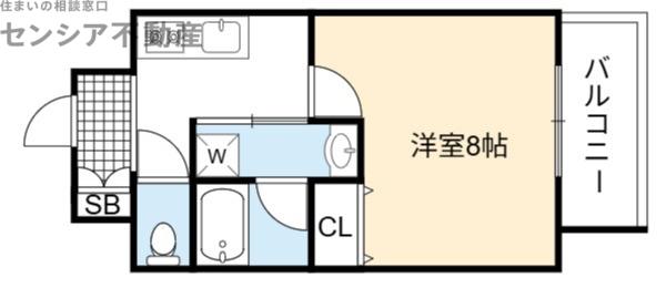 レジュールアッシュ大阪城イースト(1K/2階)の間取り写真