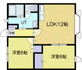 エバーホープB(2LDK/1階)の間取り写真