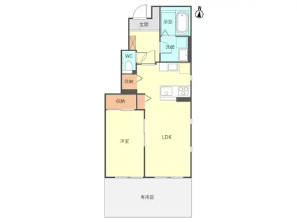 フェリス西岡本(1LDK/1階)の間取り写真