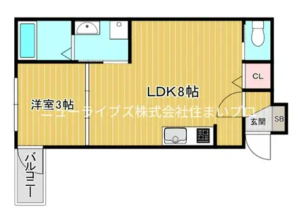 マノリア(1LDK/2階)の間取り写真