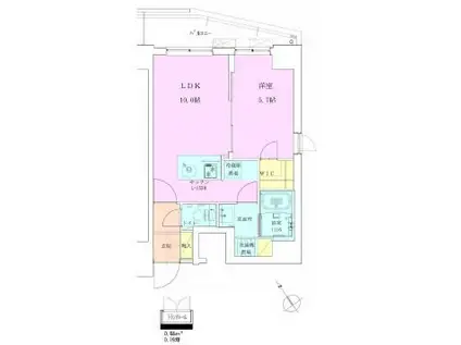 恵比寿レジデンス壱番館(1LDK/8階)の間取り写真