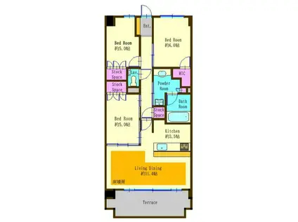 プレミスト溝の口(3LDK/1階)の間取り写真