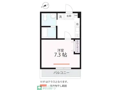 ハーミットクラブハウス衣笠IIB棟(1K/2階)の間取り写真