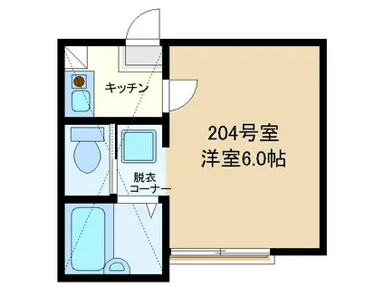 フローラ共和(1K/2階)の間取り写真