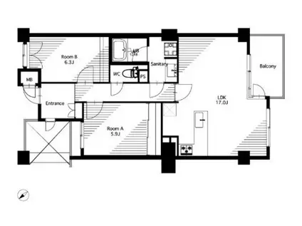 カスタネア栗平2番館(2LDK/2階)の間取り写真