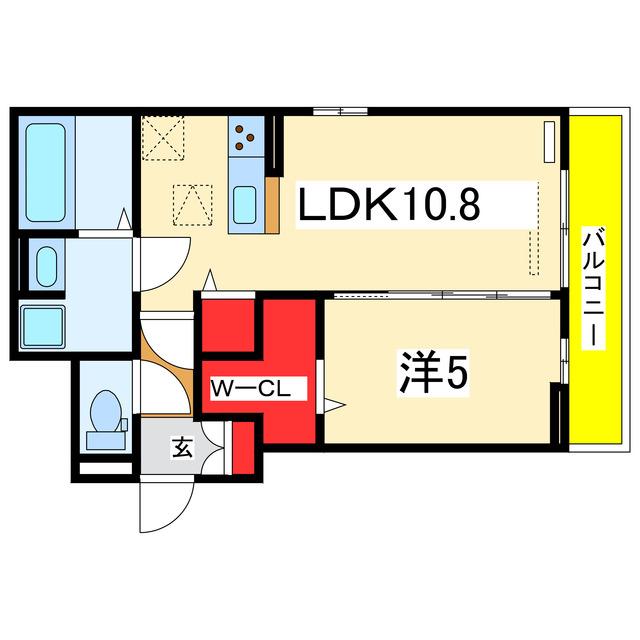 D‐ROOM女池上山I(1LDK/3階)の間取り写真