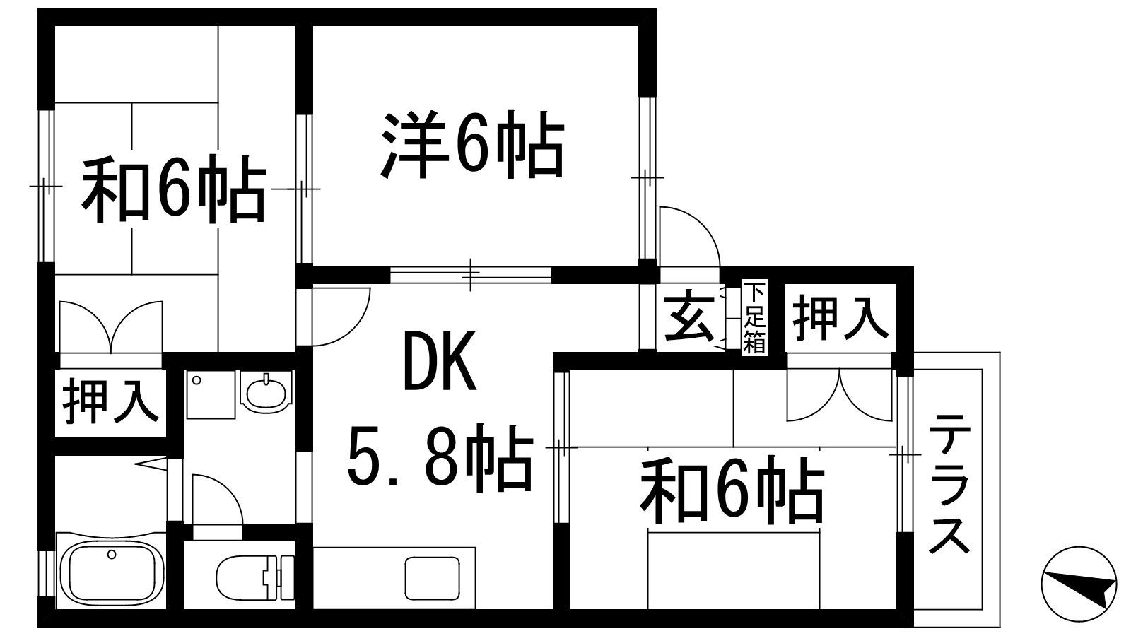 セジュール荻野北(3DK/1階)の間取り写真