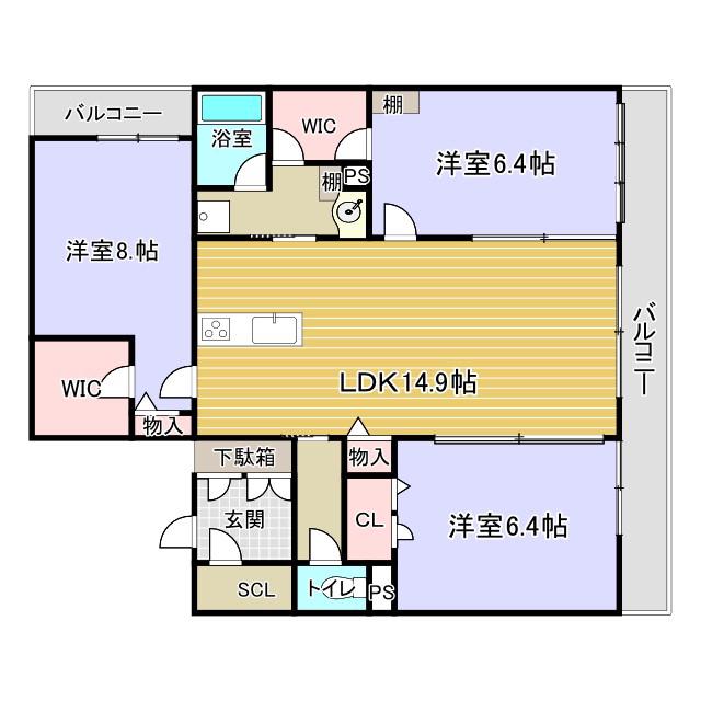 シャーメゾンネクサス(3LDK/4階)の間取り写真
