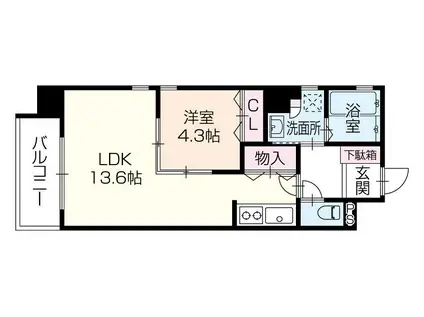 OA FLAT福沢町(1LDK/8階)の間取り写真