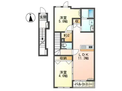 カルミア(2LDK/2階)の間取り写真