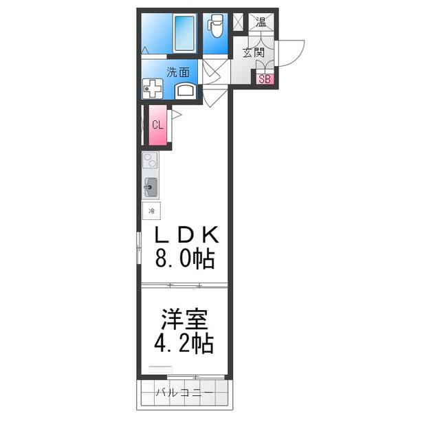 マリブガーデン堺駅前(1LDK/1階)の間取り写真