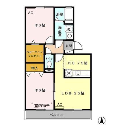 グランコート並柳 A/B(2LDK/2階)の間取り写真