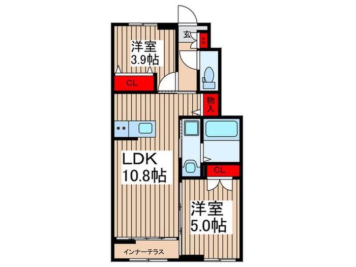 ジュリア(2LDK/1階)の間取り写真