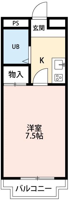 HILLS FUJIKAWA(ワンルーム/2階)の間取り写真