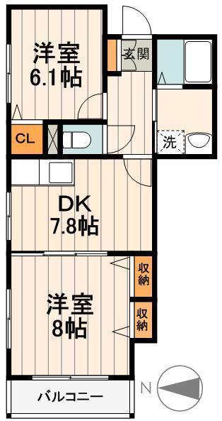 ソレイユプラザ(2DK/1階)の間取り写真