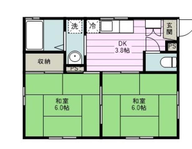 コーポふじみ野(2DK/2階)の間取り写真