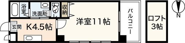 第13平勝ビル(1K/4階)の間取り写真