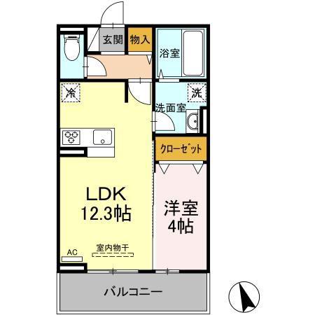 ブランネージュ東小串(1LDK/2階)の間取り写真