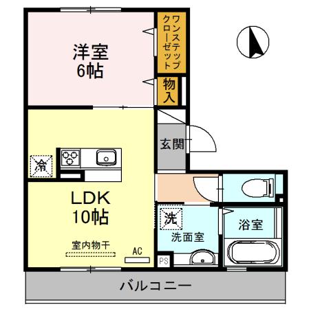 セジュール東太子(1LDK/1階)の間取り写真