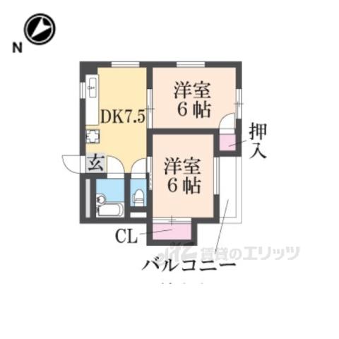 グリーンハイツ伊丹(2DK/2階)の間取り写真