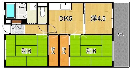 ガーデンハウス(3DK/2階)の間取り写真