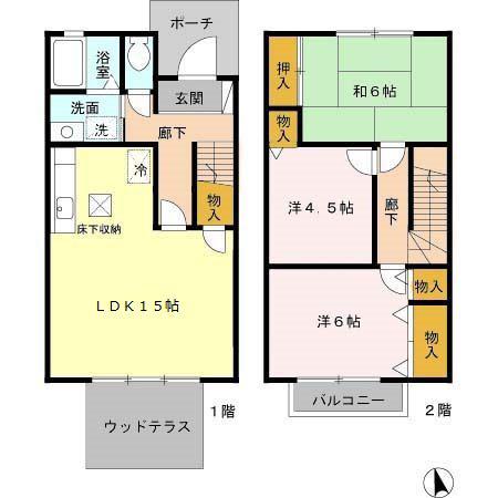 パルティーダ B棟(3LDK/1階)の間取り写真