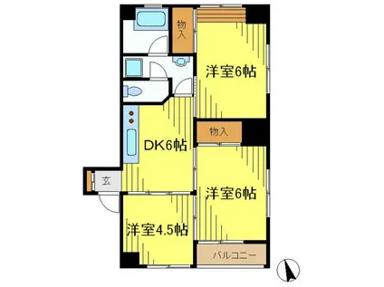 ファミール小深田(3DK/2階)の間取り写真